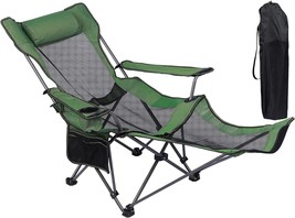 Nurtudis Camping Lounge Chair, Portable Camping Chair With Footrest, Folding - £53.35 GBP