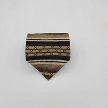 Riggings Men&#39;s Silk Neck Tie Brown Black Striped 56 x 4, Vintage - £8.64 GBP