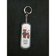 Vintage World&#39;s Greatest Dad Teddy Bear Key chain Hong Kong - $6.31