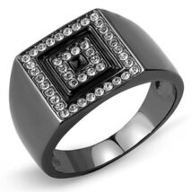 TK3220 - IP Light Black  (IP Gun) Stainless Steel Ring with Top Grade Cr... - $11.69