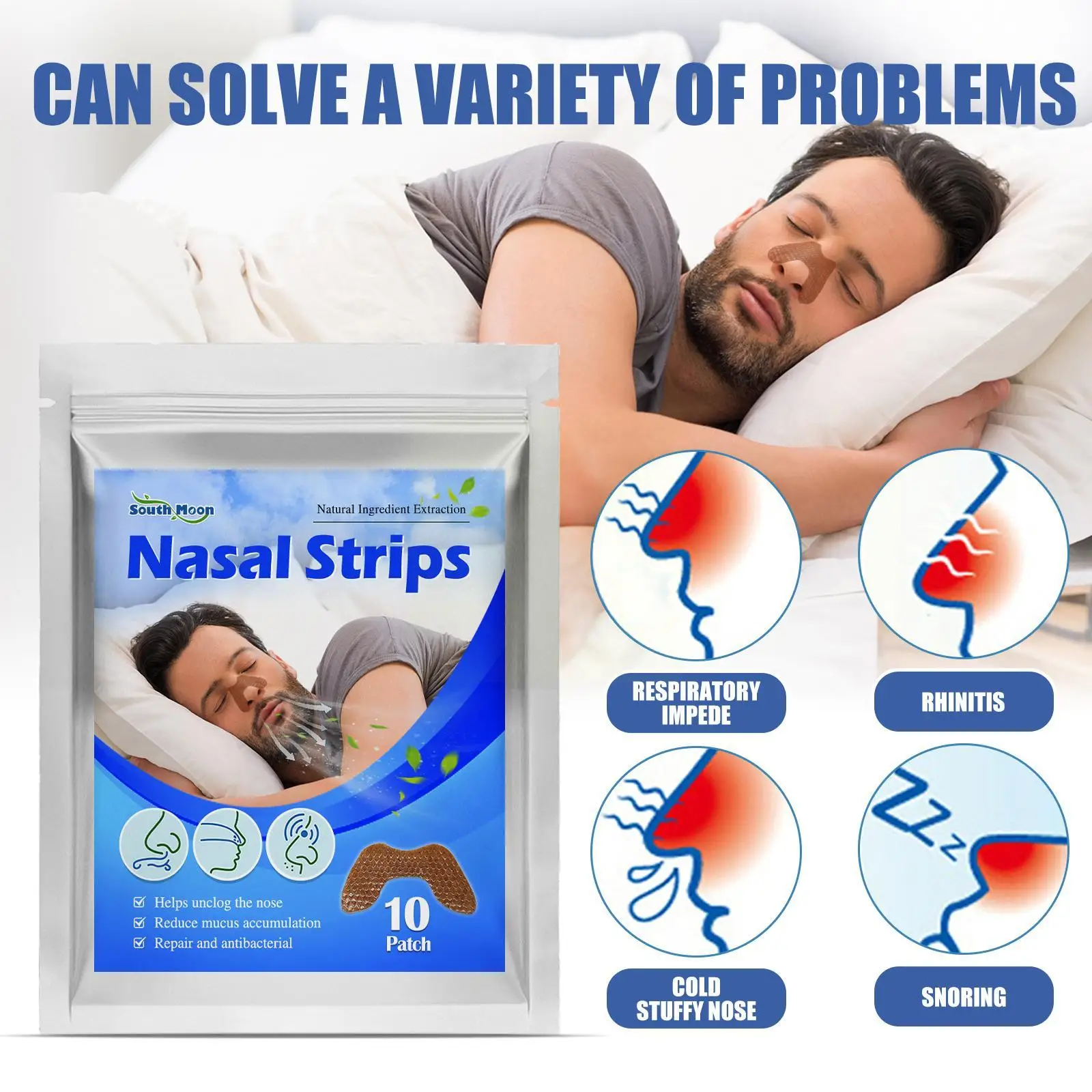 House Home New 10Pcs Disposable Anti Snoring Nasal Strip Relief Ventilation Nose - £19.95 GBP