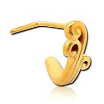 14K White Gold-Plated Silver Filigree Design L-Bend Nose Hoop Stud Pin 20 Gauge - £14.61 GBP