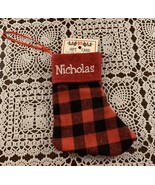 Name People Mini Christmas Stocking NICHOLAS Buffalo Plaid Gift Card Holder - £9.44 GBP