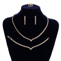 Jewelry Set HADIYANA Simple Ladies Wedding Engagement Necklace Bracelet Ring Ear - £28.38 GBP