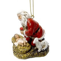 Joseph&#39;s Studio Festive Red Kneeling Santa 2.5 inch Resin Stone Decorati... - £26.66 GBP