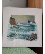 Norma McCue Signed Coastal Scene Original Oil Acrylic Matted Sealed Ocea... - £10.65 GBP