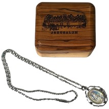 Jerusalem Olive Wood Trinket Box Last Supper Carving Necklace Virgin Mar... - $13.00 CAD