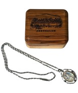 Jerusalem Olive Wood Trinket Box Last Supper Carving Necklace Virgin Mar... - $13.02 CAD