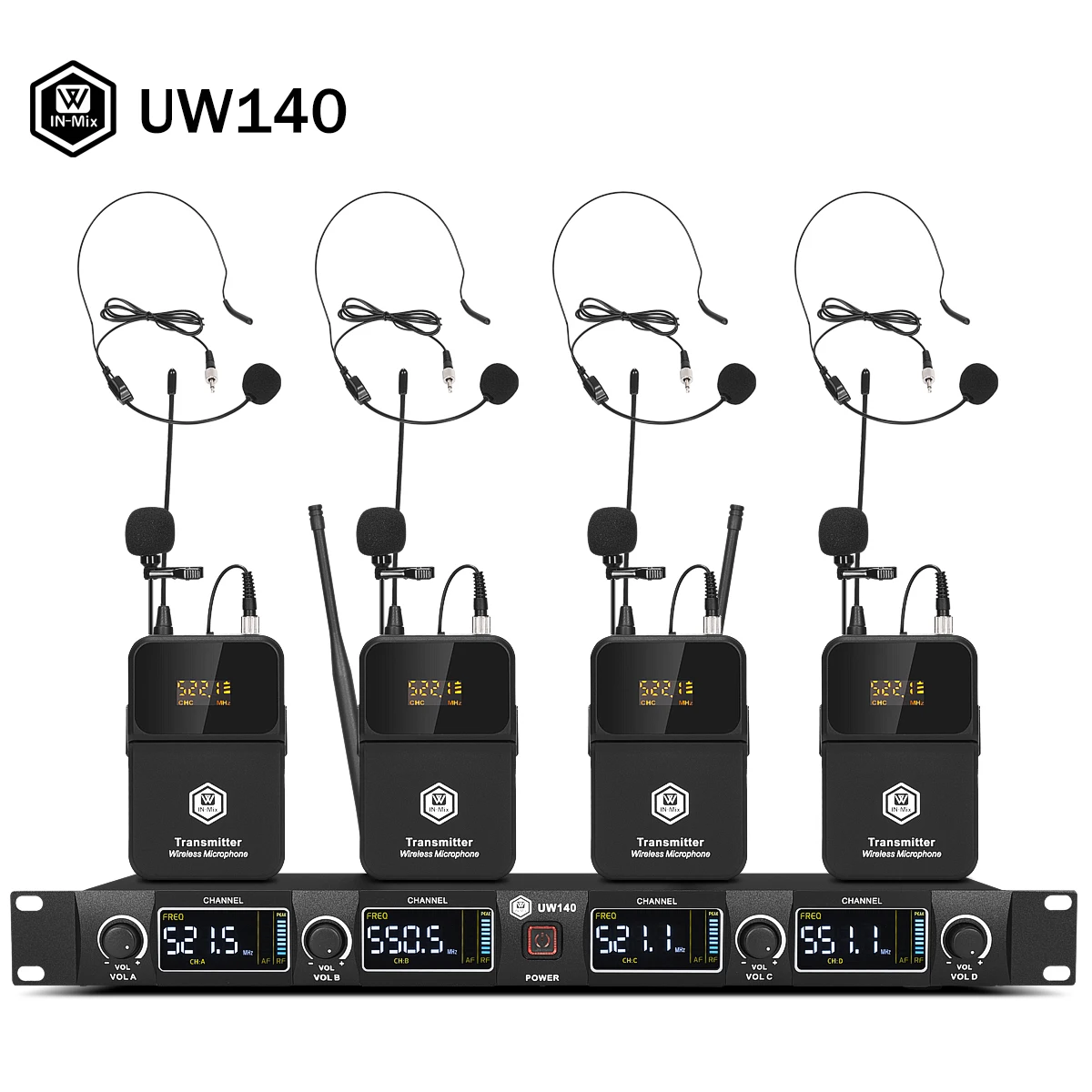 WINMIX UW140  Material 4-Channel UHF Wireless Microphone System with 4 Bodypa fo - £406.70 GBP