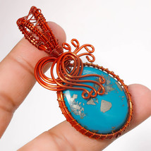 Copper Turquoise Gemstone Wire Wrapped Handcrafted Pendant Copper 2.70&quot; SA 1433 - £3.74 GBP