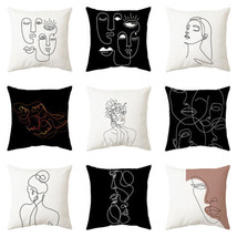 18&quot;x18&quot; Abstract Figure Throw Pillow Covers Sofa Bed Cushion Modern Covers  - £11.20 GBP