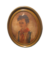 Anne Allaben Antique Painting Gypsy Boy Chico Oval Frame Art Print Flaw - £30.54 GBP