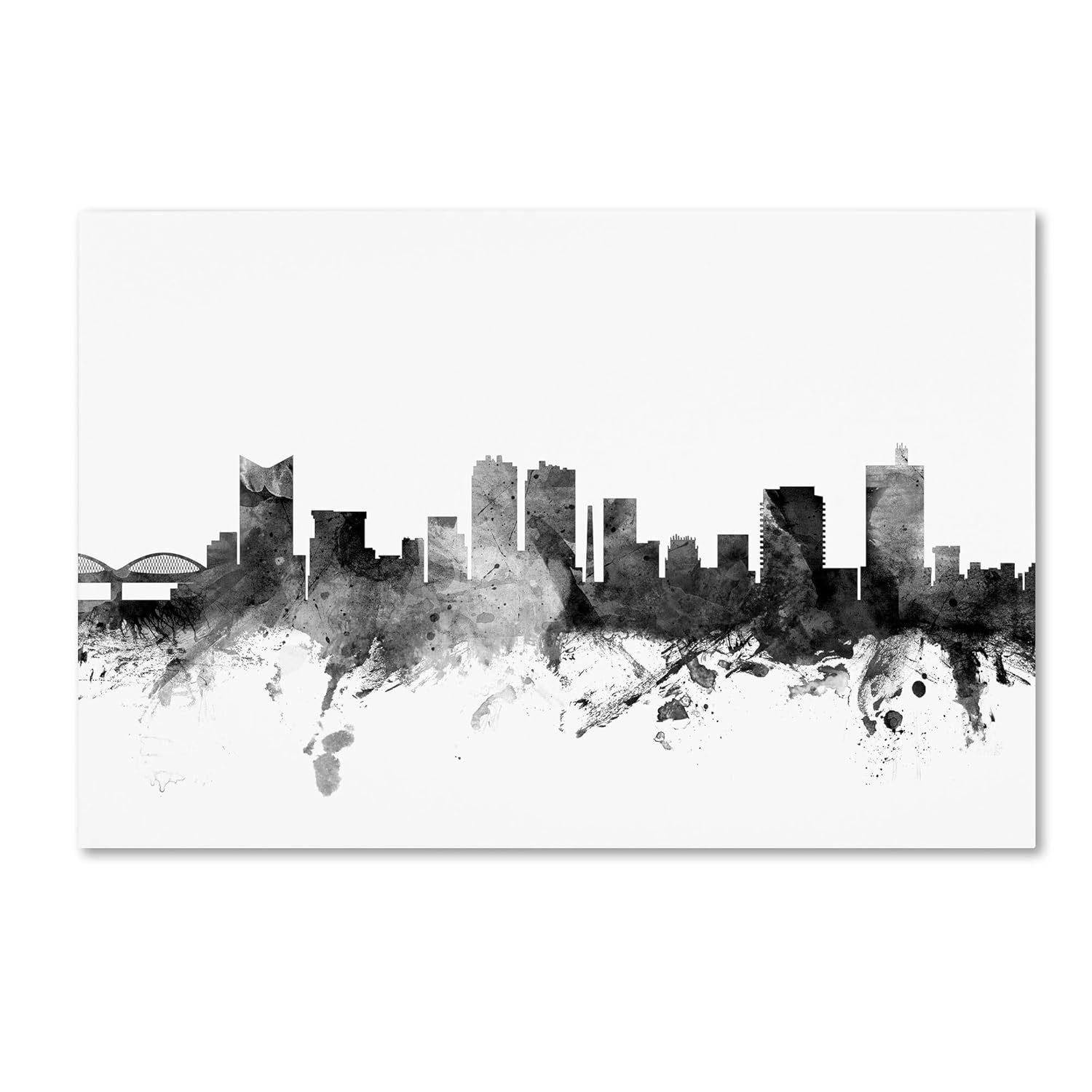 Fort Worth Texas Skyline B&W by Michael Tompsett, 30x47-Inch Canvas Wall Art