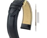 Hirsch Ascot Leather Watch Strap - Black - L - 14mm - Shiny Gold Buckle ... - $120.95