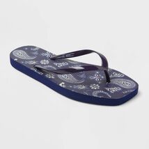 Shade &amp; Shore Women&#39;s Palmer Bandana Square Toe Flip Flops Dark Blue Siz... - $12.70