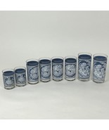 Vintage 1960&#39;s Currier &amp; Ives Tumblers Set of 8 Assorted Sizes - $54.45