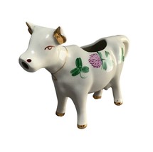 Vintage Porcelain Shamrock &amp; Clover Flower Hand-Painted Cow Creamer 7 1/... - $252.80 MXN
