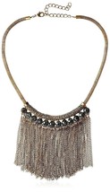 Elise M. Statement York Gold Green Acrylic Stones Fringe Choker Necklace... - $19.12