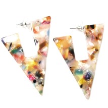 Multi Pastel Color  Geometric Celluloid Acetate Triangle Earrings resin earring  - £17.54 GBP
