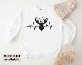 Men&#39;s Buck Pulse sweatshirt,Unisex Adult Heartbeat Stag, G Deer Pulse EKG, Heart - £34.59 GBP