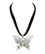 Butterfly Necklace Silver With Stones Free Shipping Fashion Jewelery New - $13.52 CAD