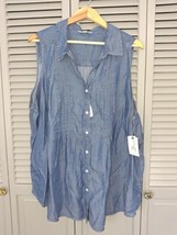 Terra &amp; Sky Chambray Top Blouse Plus Size 2X NWT - $14.54