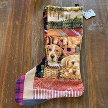 Christmas Stocking Quilted Dog Patchwork Fabric Puppy NEW 17” Handmade - £8.21 GBP