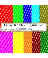 Baby Rattle Digital Kit-Digtial Paper-Art Clip-Gift Tag-Jewelry-T shirt-... - $37.30 MXN