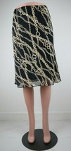 Black Gold Chain Swirl Print A-Line Flexible Mini Flowy Stretchy Skirt Size M/L - £11.15 GBP