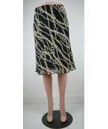 Black Gold Chain Swirl Print A-Line Flexible Mini Flowy Stretchy Skirt S... - £11.01 GBP