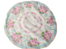 Vintage 15in Floral Linen Handkerchief Crotchet Ombre Edging Victorian Round - £11.86 GBP