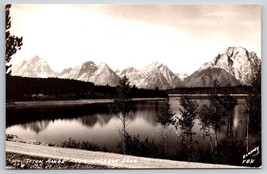 RPPC Teton Mountain Range From Jackson Lake Wyoming WY UNP Postcard A13 - £3.66 GBP