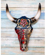 Western Texas Flag Colors Floral Tribal Tattoo Bison Cow Skull Wall Deco... - £32.06 GBP