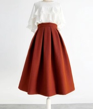 Winter RUST A-line Wool Midi Skirt Outfit Women Plus Size A-line Midi Skirt image 2