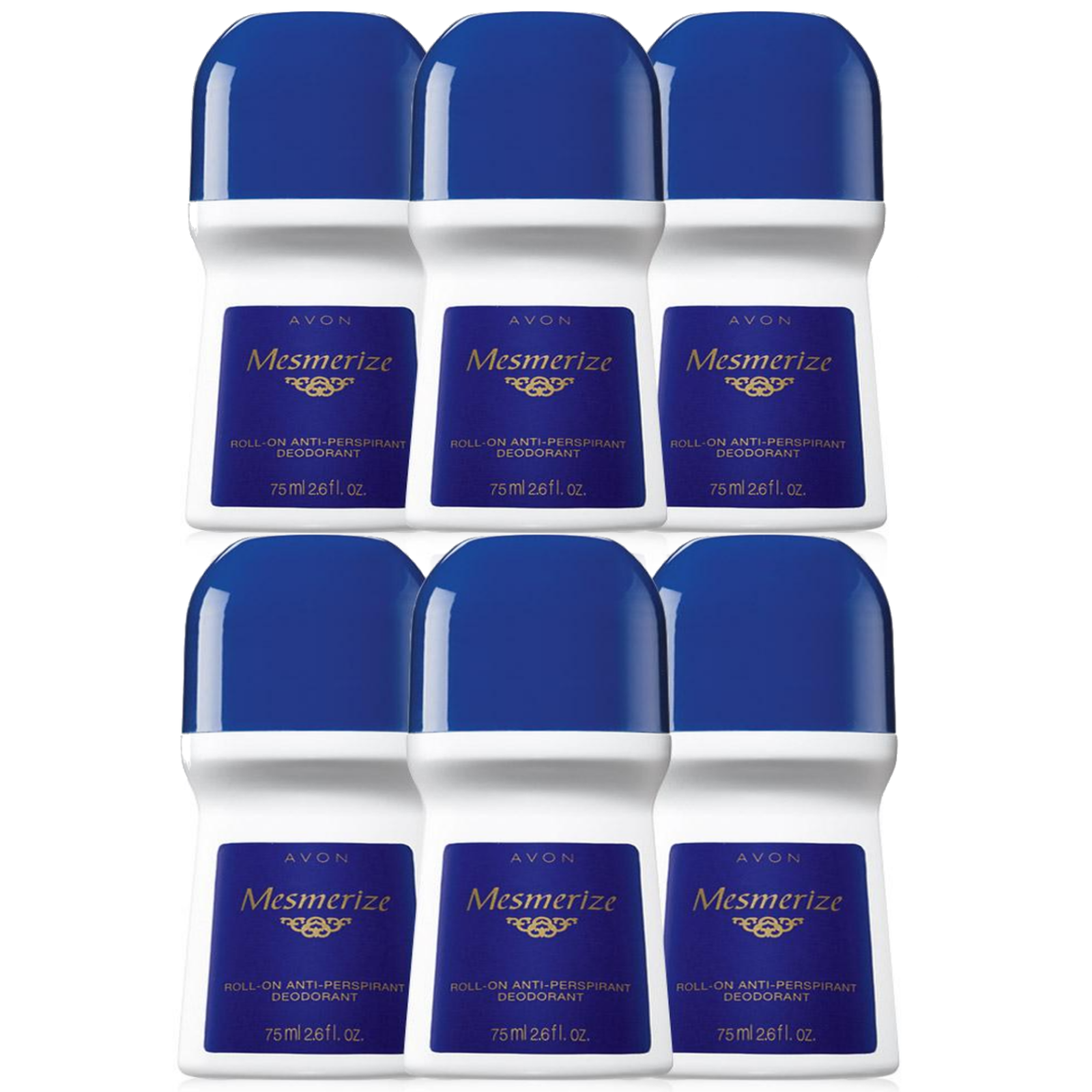 Primary image for Avon Mesmerize 2.6 Fluid Ounces Roll-On Antiperspirant Deodorant Six Piece Set