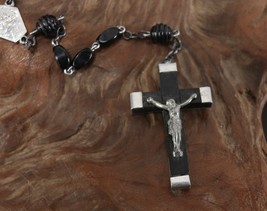 Vintage INRI Crucifix Catholic Jesus Christian Cross Pendant Rosary Necklace A - £9.16 GBP