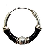 Ball Nose Ring Black Enamel 10mm 22g (0.6mm) Oxidized Hinged 925 Sterling Silver - £12.03 GBP