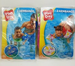 (Lot of 2) PLAY DAY Armbands Inflatables Armband Float Pink Flamingo &amp; Blue Fish - £7.00 GBP
