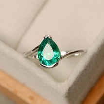 925 Sterling Silver Natural Certified 3Ct Emerald Stone Cluster Ring For Beloved - £32.47 GBP