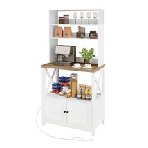 White Modern Farmhouse Baker&#39;s Rack Kitchen Shelving Unit Storage Cabinet - $5,717.58 MXN