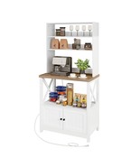 White Modern Farmhouse Baker&#39;s Rack Kitchen Shelving Unit Storage Cabinet - $430.39 CAD