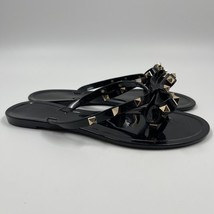 Unbranded Black Rockstud Jelly Thong With Bow Sandals Sz 39 Shoes Made I... - £32.99 GBP