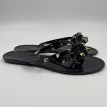 Unbranded Black Rockstud Jelly Thong With Bow Sandals Sz 39 Shoes Made In Italy - £31.42 GBP