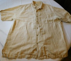 Tommy Bahama Men&#39;s Short Sleeve Button Up Shirt Size L large Linen Cotton EUC - £18.30 GBP