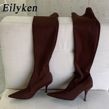 Stretch Fabric Woman Over-the-Knee Boot Fashion Sexy Thin Heels Slim Long Bootie - £56.36 GBP