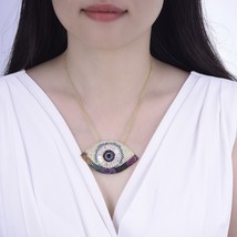 New exaggerated fashion lucky blue eye necklace ring devil&#39;s eye elegant persona - £42.94 GBP