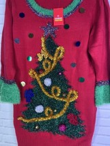 Christmas Tree Tinsel Holiday Ugly Long Sweater Embellished Womens Junio... - £22.15 GBP