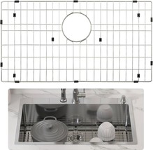 Sink Protector Grid 26x14&quot; Rear Drain Stainless Steel Bottom Kitchen Sink Grate - £19.04 GBP