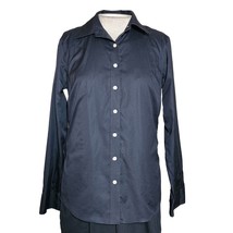 Black No Iron Long Sleeve Button Up Blouse Size 6 - £19.38 GBP