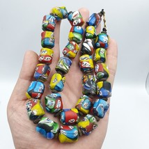 VN#87 Vintage Colorfull venerano face glass Beads Beaded Necklace - £50.39 GBP